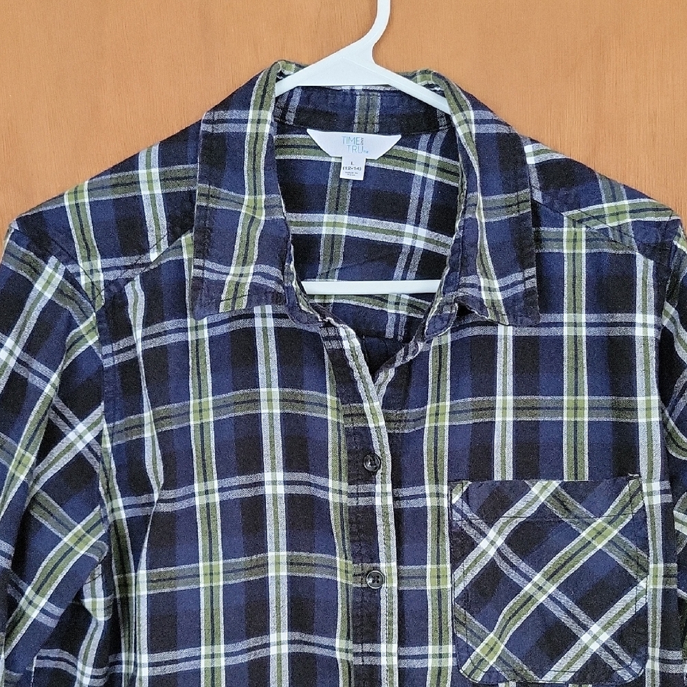 Navy and Olive Plaid Shirt